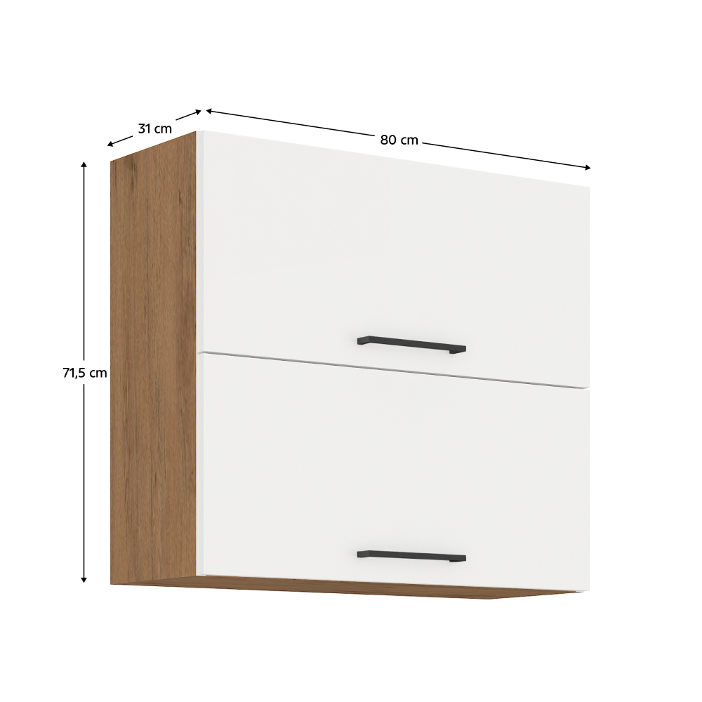 Cabinet superior, stejar Lancelot/alb extra lucios HG, VEGA 80 GU-72 2F