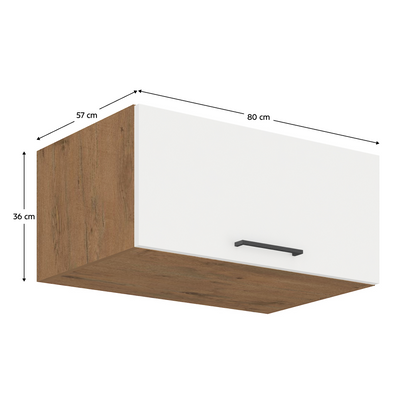 Cabinet superior, stejar Lancelot/alb extra lucios HG, VEGA 80 NAGU-36 1F