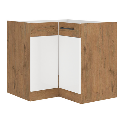Cabinet inferior, alb extra lucios HG/stejar Lancelot, VEGA DN 1F BB