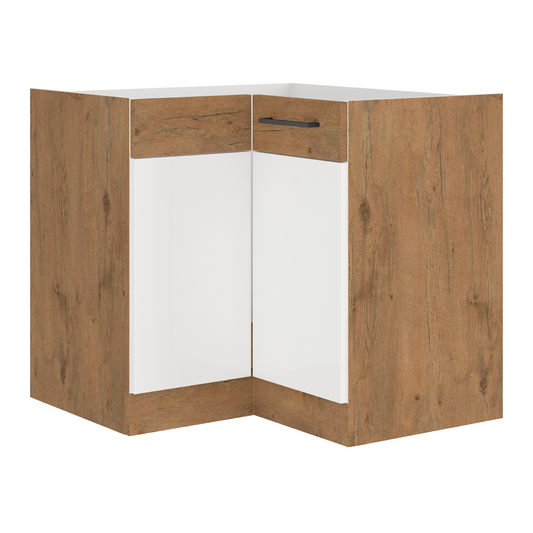 Cabinet inferior, alb extra lucios HG/stejar Lancelot, VEGA DN 1F BB