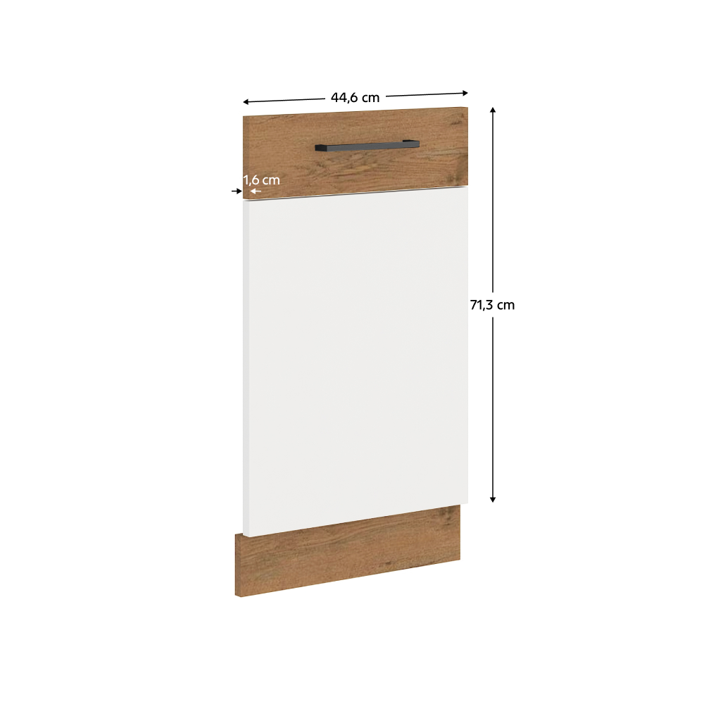 Uşă pentru maşina de spălat vase încorporată, stejar Lancelot/alb extra lucios HG, VEGA ZM 713x446