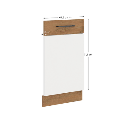 Uşă pentru maşina de spălat vase încorporată, stejar Lancelot/alb extra lucios HG, VEGA ZM 713x446