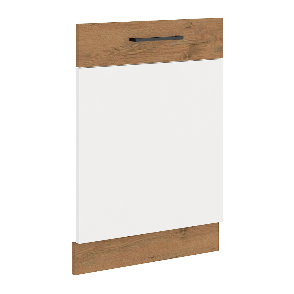 Uşă pentru maşina de spălat vase încorporată, stejar Lancelot/alb extra lucios HG, VEGA ZM 713x596