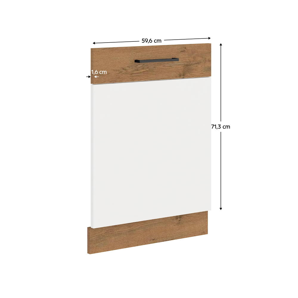 Uşă pentru maşina de spălat vase încorporată, stejar Lancelot/alb extra lucios HG, VEGA ZM 713x596