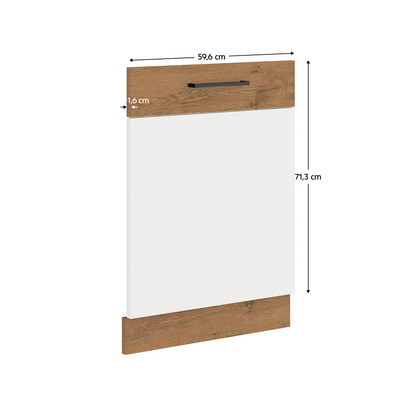 Uşă pentru maşina de spălat vase încorporată, stejar Lancelot/alb extra lucios HG, VEGA ZM 713x596