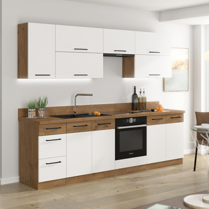 Uşă pentru maşina de spălat vase încorporată, stejar Lancelot/alb extra lucios HG, VEGA ZM 713x596