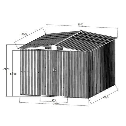 Casă de depozitare a uneltelor de grădină Ohio 10x8