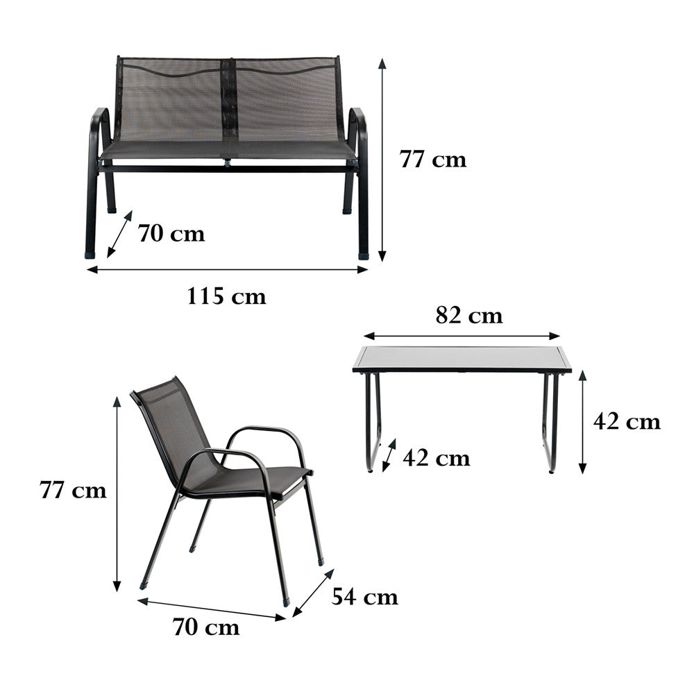 Set mobilier de grădină Lorca 4+1 negru
