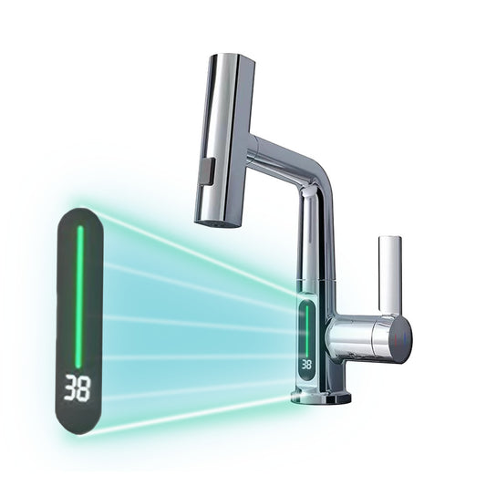 Baterie chiuvetă Mara cu cap multifuncțional și afișaj digital, crom