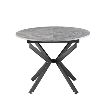 Masă extensibilă de dining, beton/neagră, 100x100-140x75 cm, ABERO TIP 1