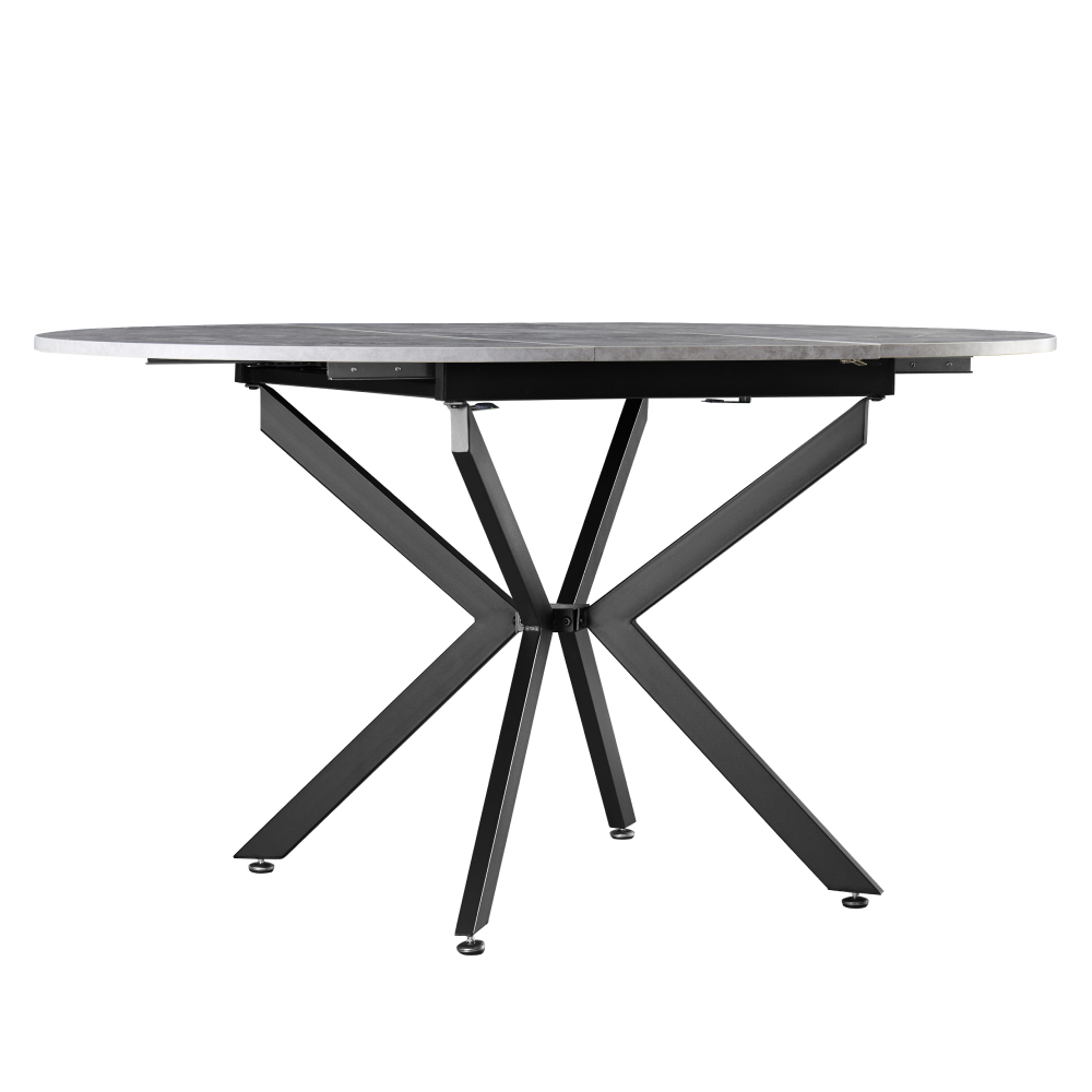 Masă extensibilă de dining, beton/neagră, 100x100-140x75 cm, ABERO TIP 1