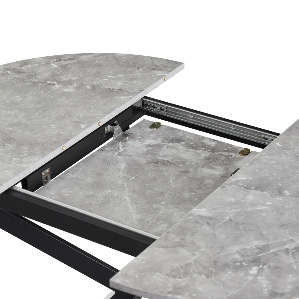 Masă extensibilă de dining, beton/neagră, 100x100-140x75 cm, ABERO TIP 1