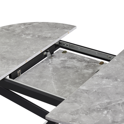 Masă extensibilă de dining, beton/neagră, 100x100-140x75 cm, ABERO TIP 1