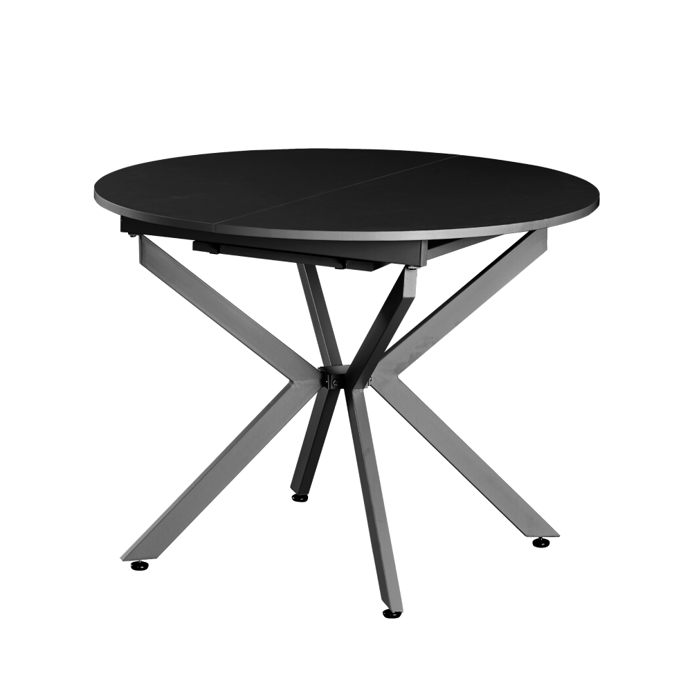 Masă extensibilă de dining, neagră, 100x100-140x75 cm, ABERO TIP 1