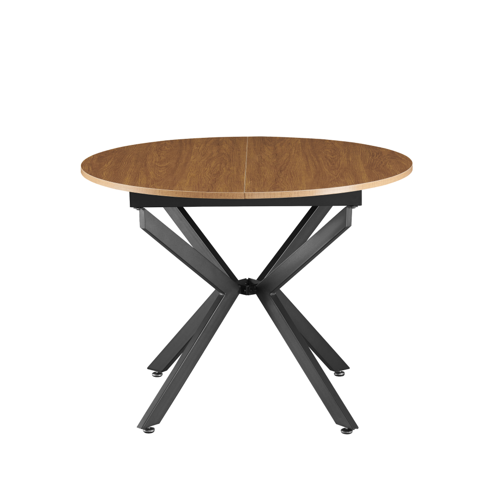 Masă extensibilă de dining, stejar deschis/neagră, 100x100-140x75 cm, ABERO TIP 1
