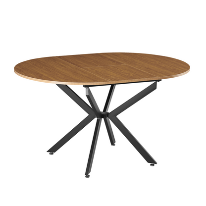 Masă extensibilă de dining, stejar deschis/neagră, 100x100-140x75 cm, ABERO TIP 1