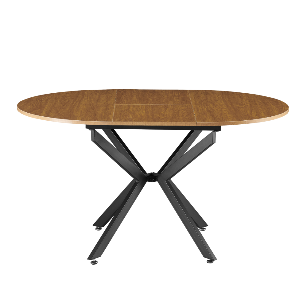 Masă extensibilă de dining, stejar deschis/neagră, 100x100-140x75 cm, ABERO TIP 1