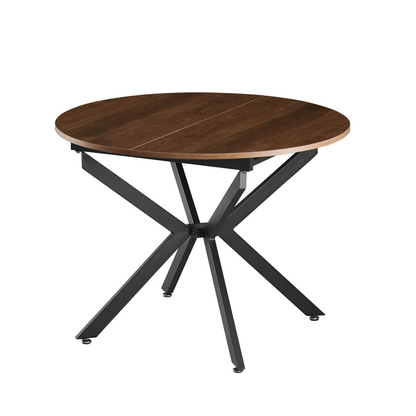 Masă extensibilă de dining, stejar închis/neagră, 100x100-140x75 cm, ABERO TIP 1
