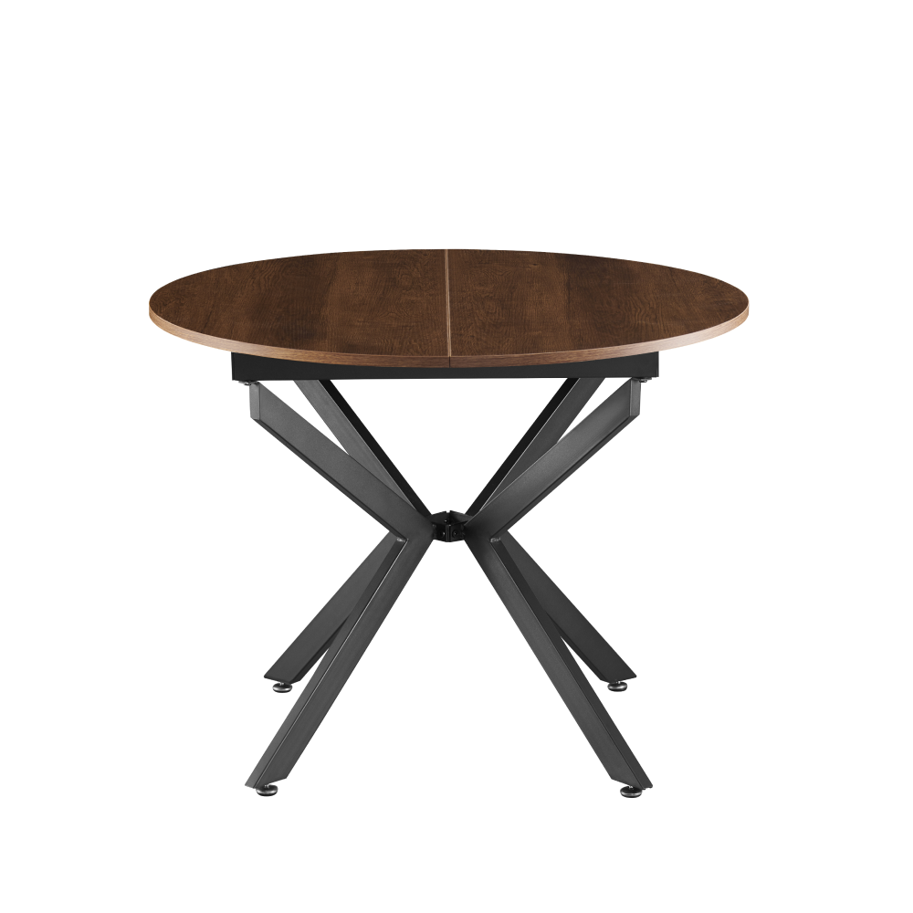 Masă extensibilă de dining, stejar închis/neagră, 100x100-140x75 cm, ABERO TIP 1
