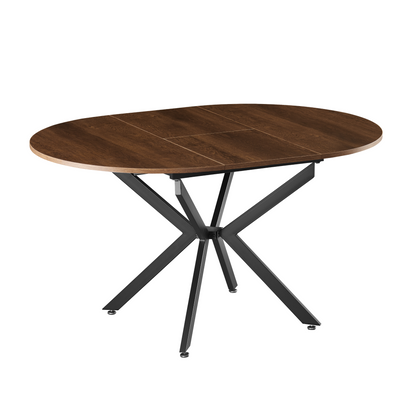 Masă extensibilă de dining, stejar închis/neagră, 100x100-140x75 cm, ABERO TIP 1