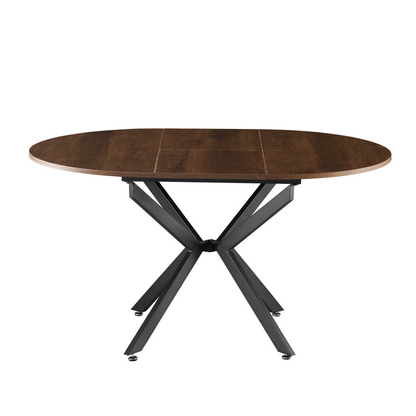 Masă extensibilă de dining, stejar închis/neagră, 100x100-140x75 cm, ABERO TIP 1