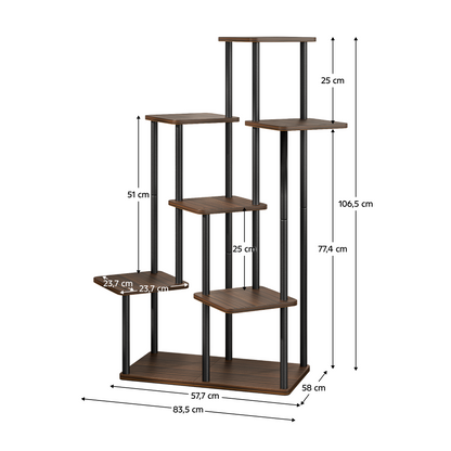 Suport de flori din metal, negru/lemn rustic, ADITE TIP 2