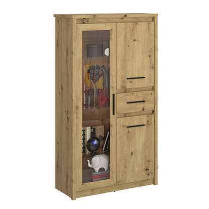 Vitrină joasă 2D1W1S, stejar Artisan, AIRON