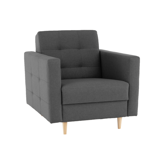 Fotoliu complet tapiţat, material textil gri închis, AMEDIA