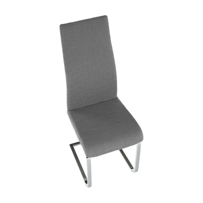 Scaun dining, material textil gri închis/crom, AMINA