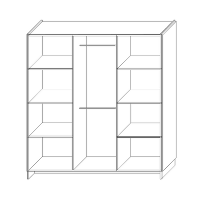 Dulap, cu trei uşi, stejar wotan/negru, AMONI 3D