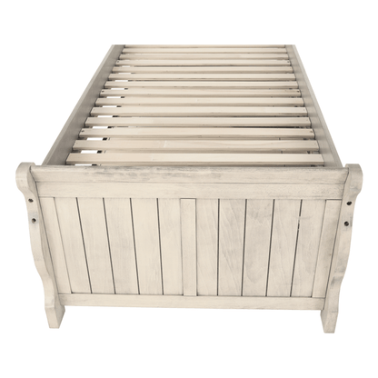 Pat cu pat suplimentar, alb antic, 90x200, ANTIKO