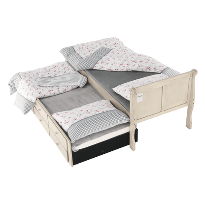 Pat cu pat suplimentar, alb antic, 90x200, ANTIKO