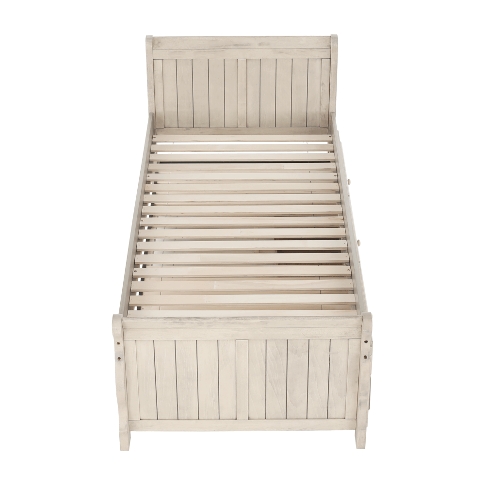 Pat cu pat suplimentar, alb antic, 90x200, ANTIKO