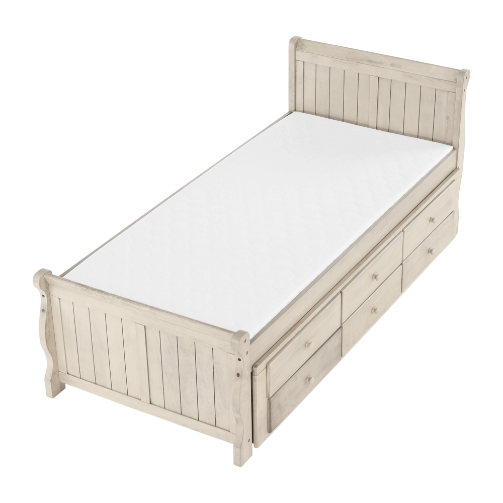 Pat cu pat suplimentar, alb antic, 90x200, ANTIKO