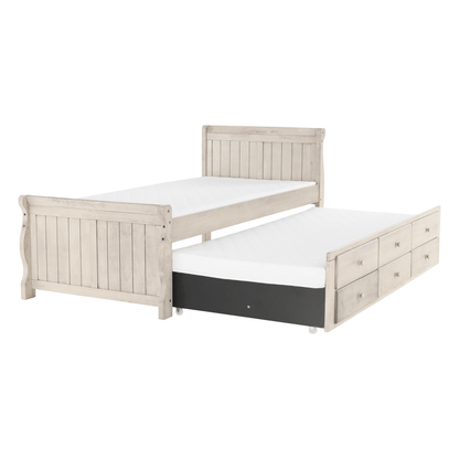 Pat cu pat suplimentar, alb antic, 90x200, ANTIKO