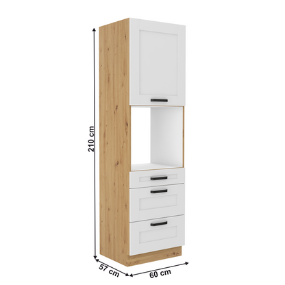 Dulap înalt pentru cuptor încorporabil, alb/stejar artizan, LULA 60 DPS-210 3S 1F