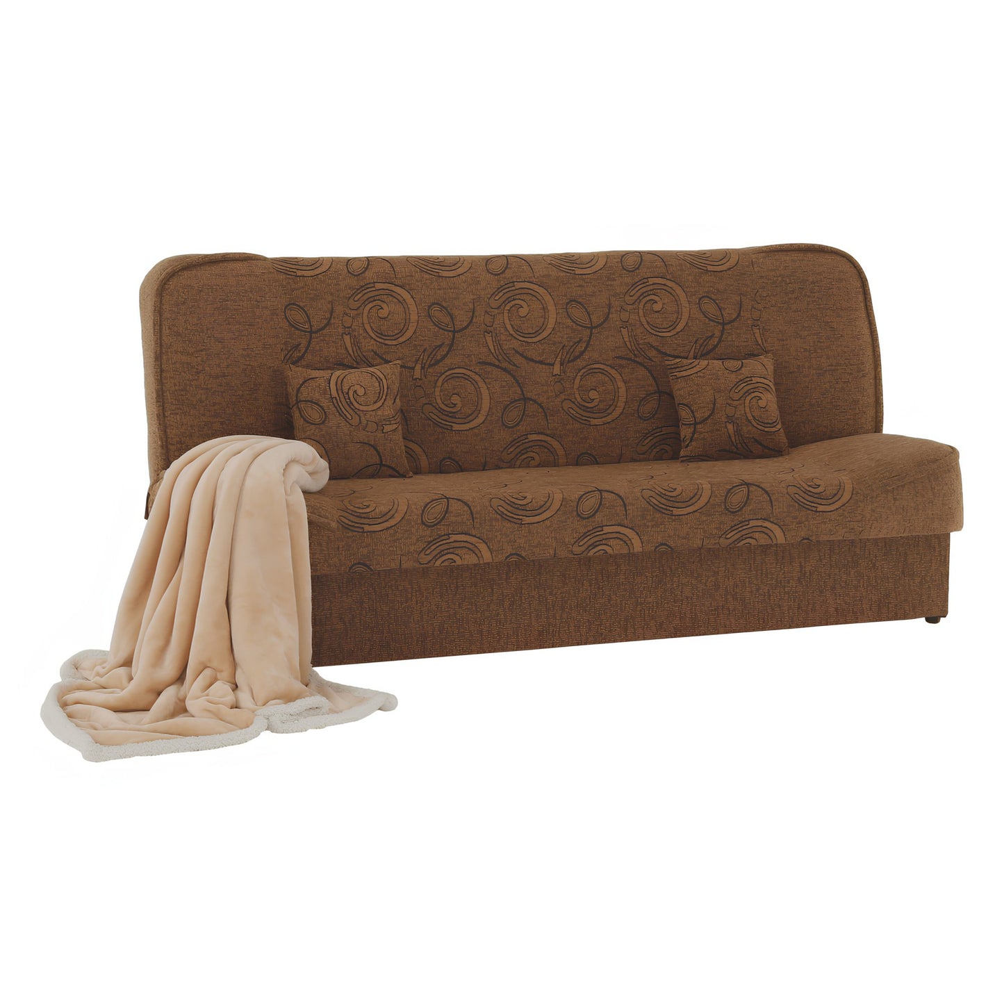 Canapea extensibilă, material textil auriu/model, ASIA NEW