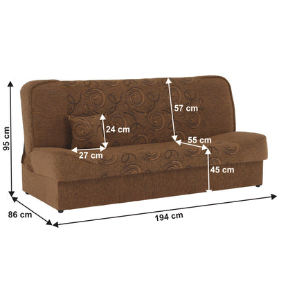 Canapea extensibilă, material textil auriu/model, ASIA NEW