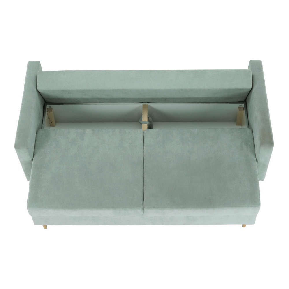 Canapea extensibilă, verde mentă textil Queens, AURELIA