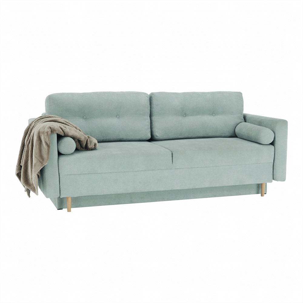 Canapea extensibilă, verde mentă textil Queens, AURELIA