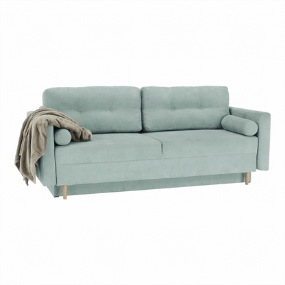 Canapea extensibilă, verde mentă textil Queens, AURELIA