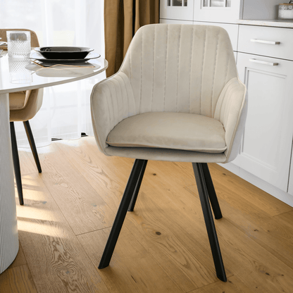 Scaun de design, bej-gri, ţesătură Velvet, AURIL