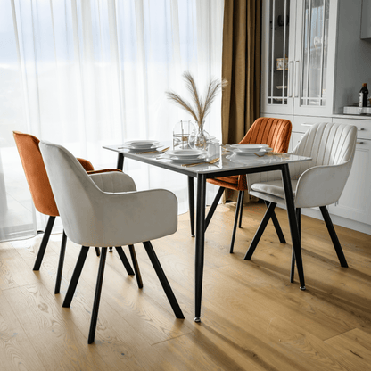 Scaun de design, bej-gri, ţesătură Velvet, AURIL