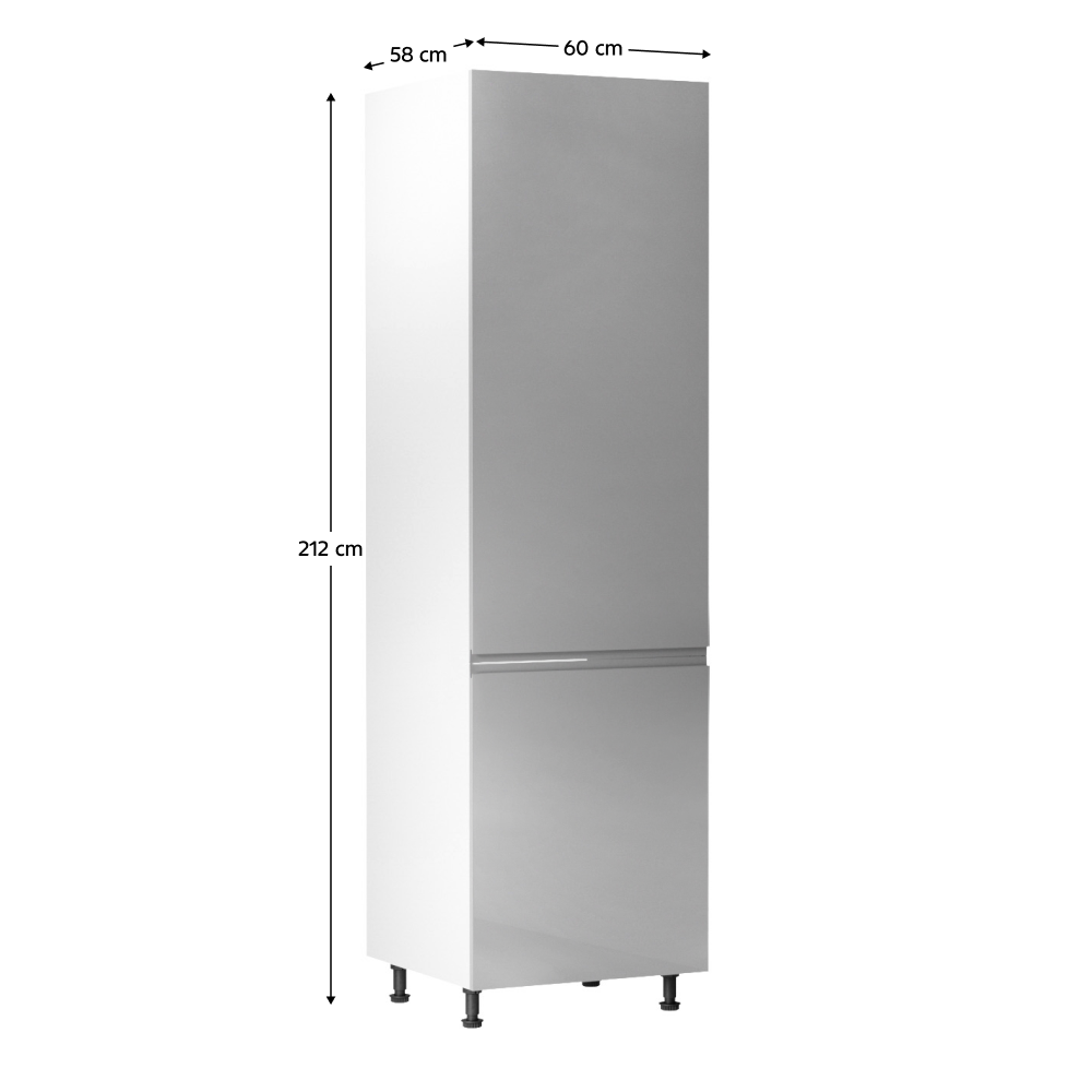 Dulap pentru frigider, alb/gri extra lucios, dreapta, AURORA D60ZL