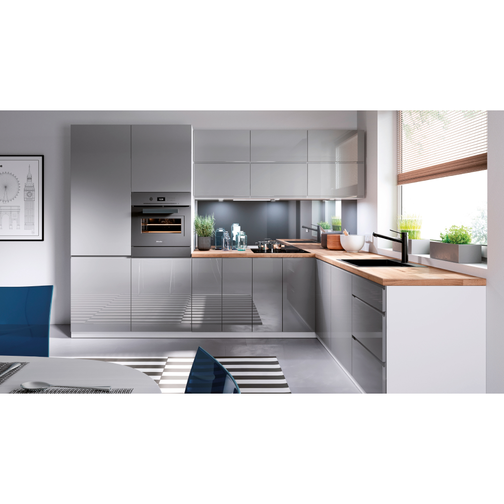 Dulap inferior, alb/gri extra lucios, dreapta, AURORA D30
