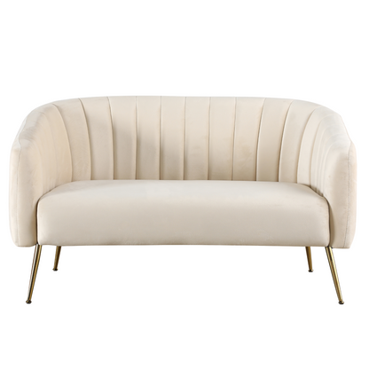 Canapea de design cu 2 locuri, ţesătură Velvet bej/gold crom-auriu, BAGY