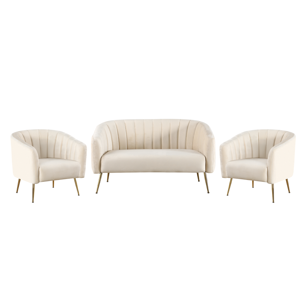 Fotoliu de design, ţesătură Velvet bej/gold crom-auriu, BAGY