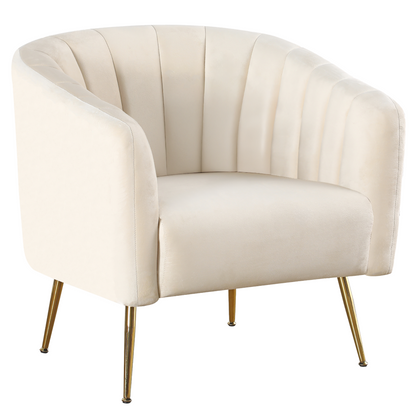 Fotoliu de design, ţesătură Velvet bej/gold crom-auriu, BAGY