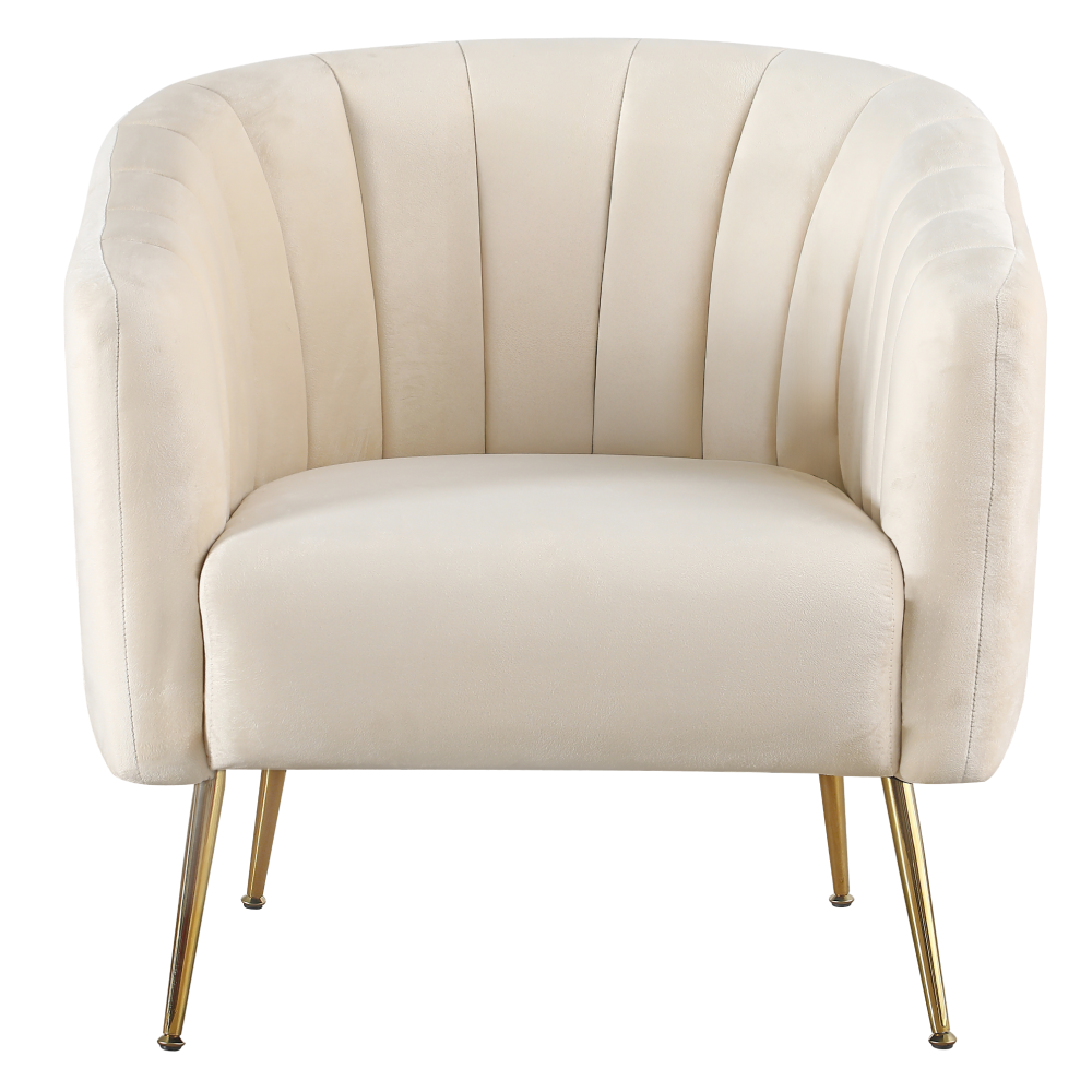 Fotoliu de design, ţesătură Velvet bej/gold crom-auriu, BAGY
