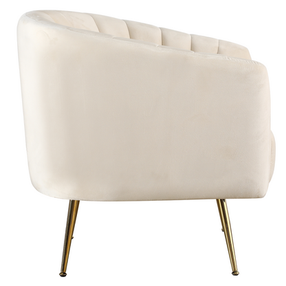 Fotoliu de design, ţesătură Velvet bej/gold crom-auriu, BAGY